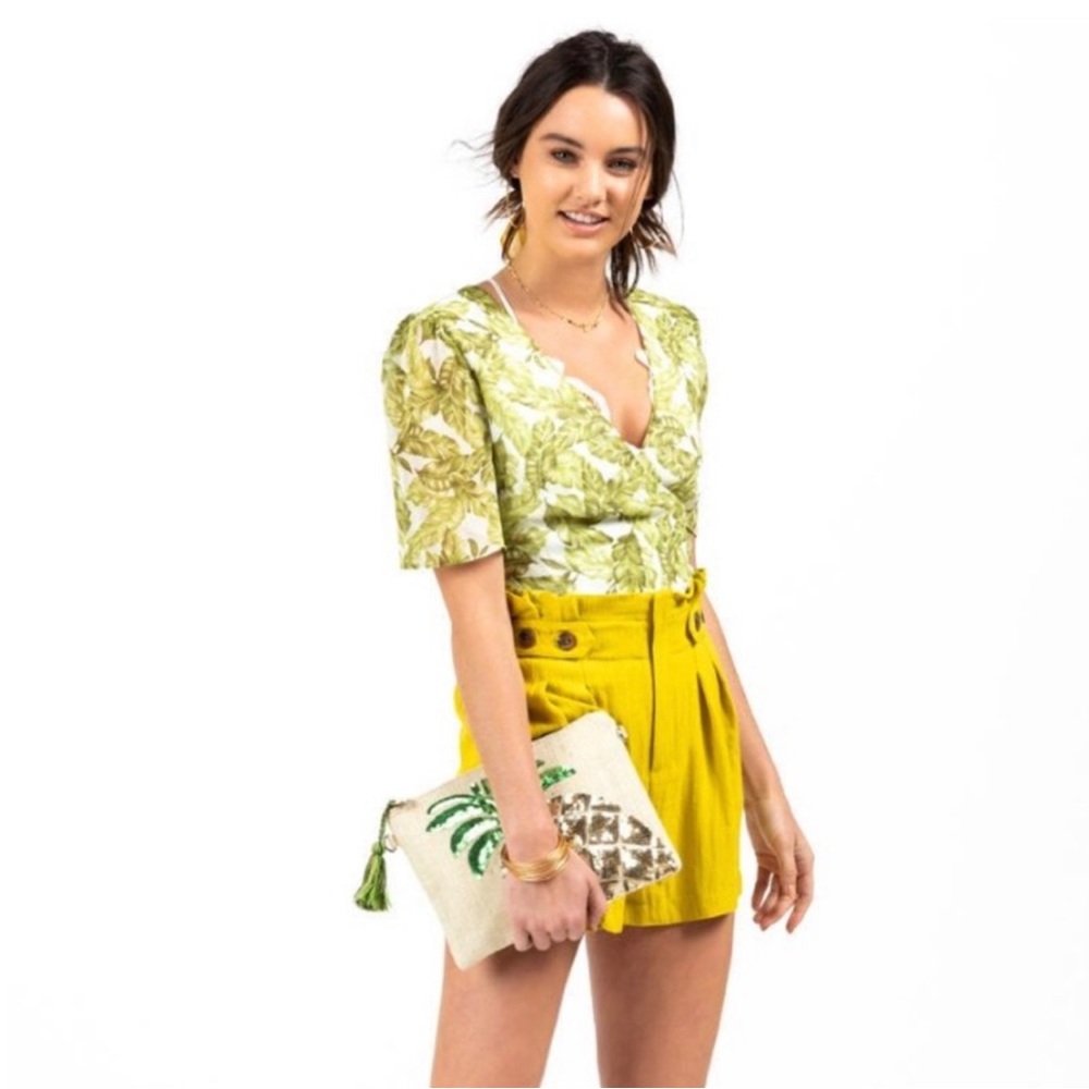 Francesca’s Miami Tropical Print Wrap Top Size M Fairy Fairycore